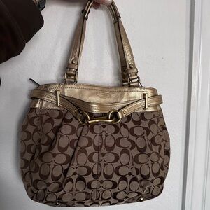 Vintage Coach Hampton Brown and Gold shoulder bag